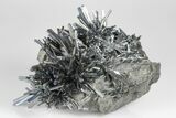 Metallic Stibnite Crystal Sprays On Matrix - Xikuangshan Mine, China #175927-4